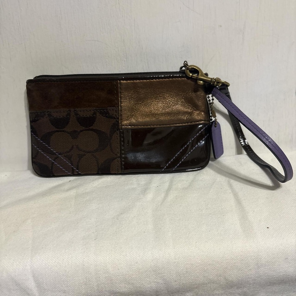 Coach Patchwork Brown Wristlet - image 2